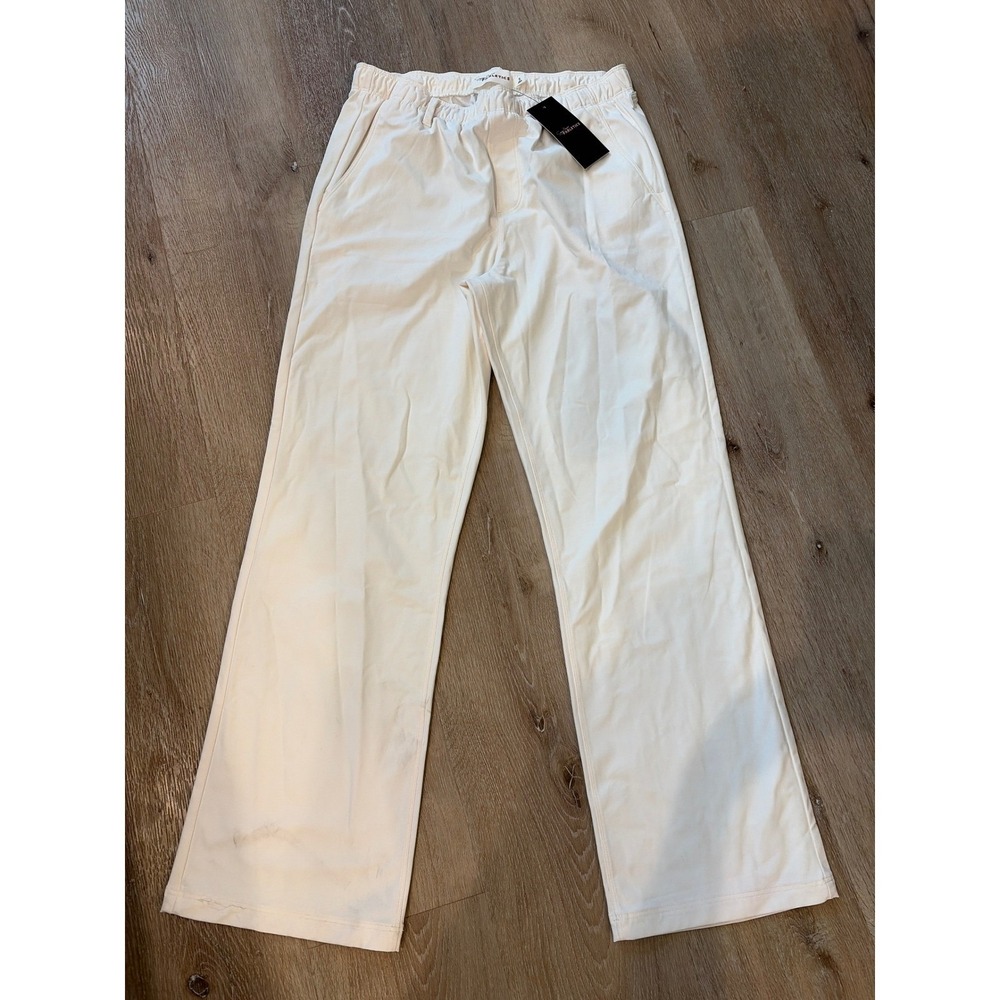 Fabletics x Sierra Maison Women Cream Straight Leg Pants Pelican Patch Small NWT